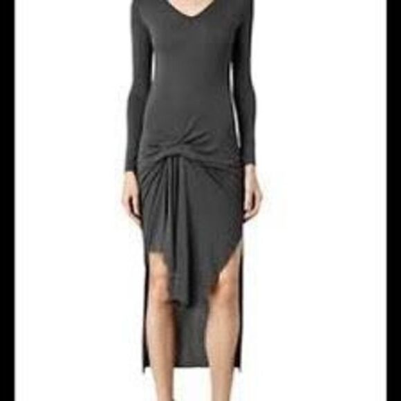 NWT ALLSAINTS Womens Duna Dress Sz M Graphite $178.00 NEW - Picture 2 of 11